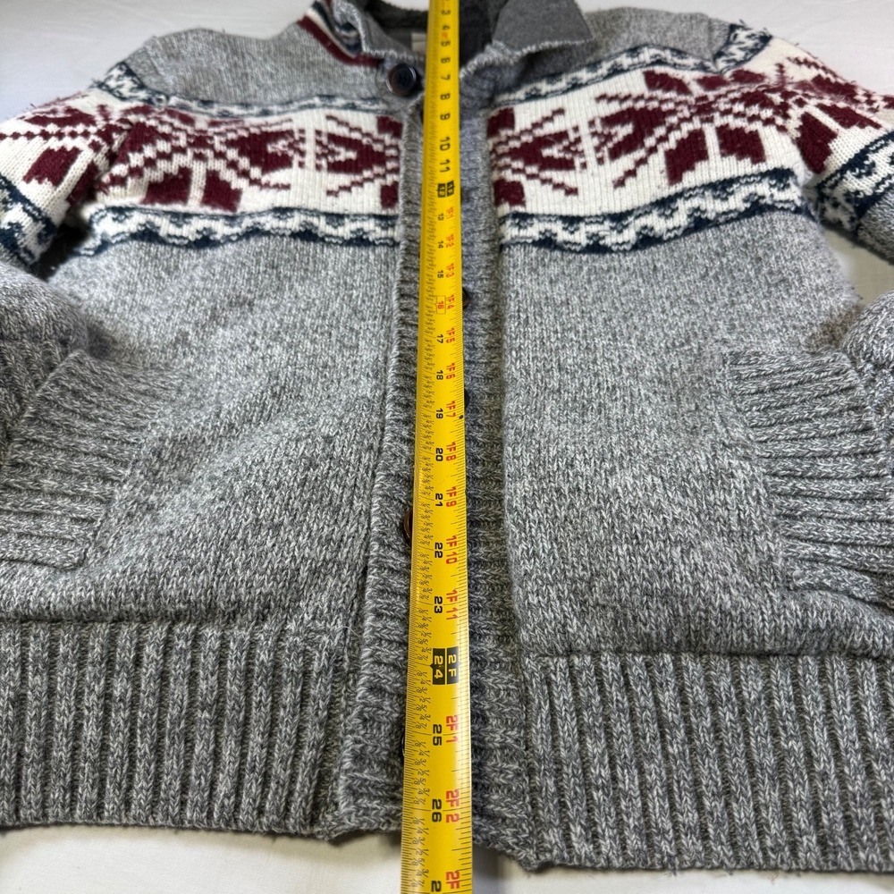 Buffalo Sweater Cardigan Jacket Men's Size Small Gray Fair Isle Sherpa Lined - Picture 7 of 8